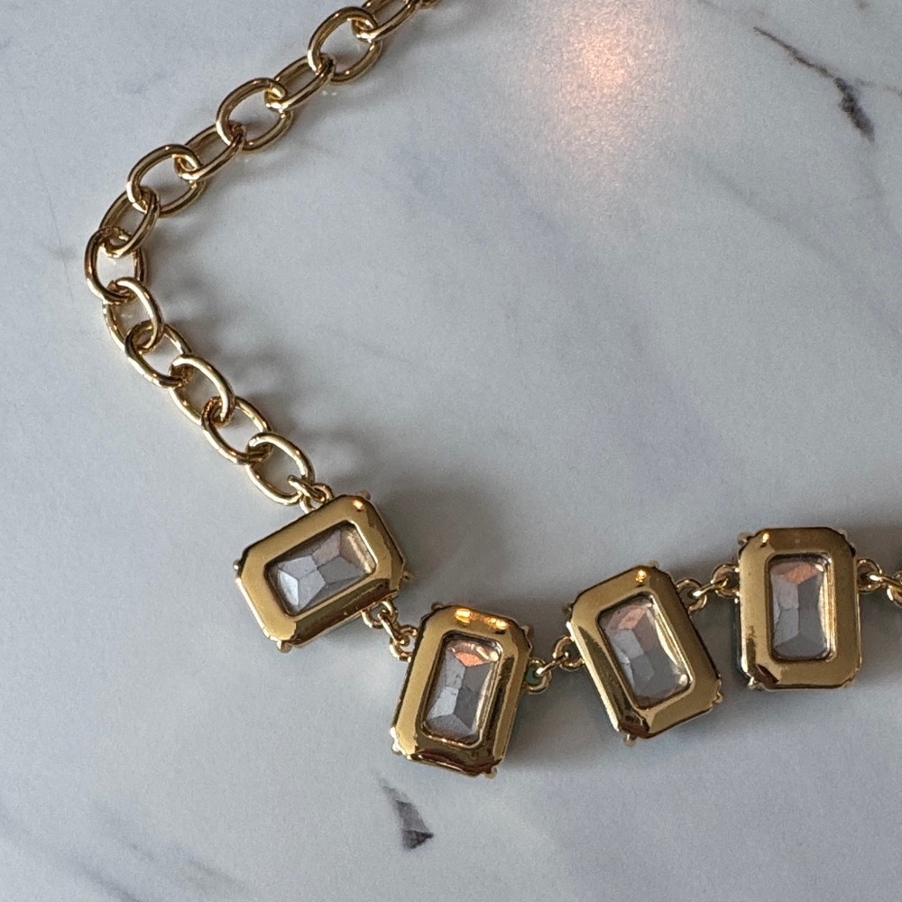 J. Crew Factory Emerald Green and Gold Necklace - Picture 4 of 5
